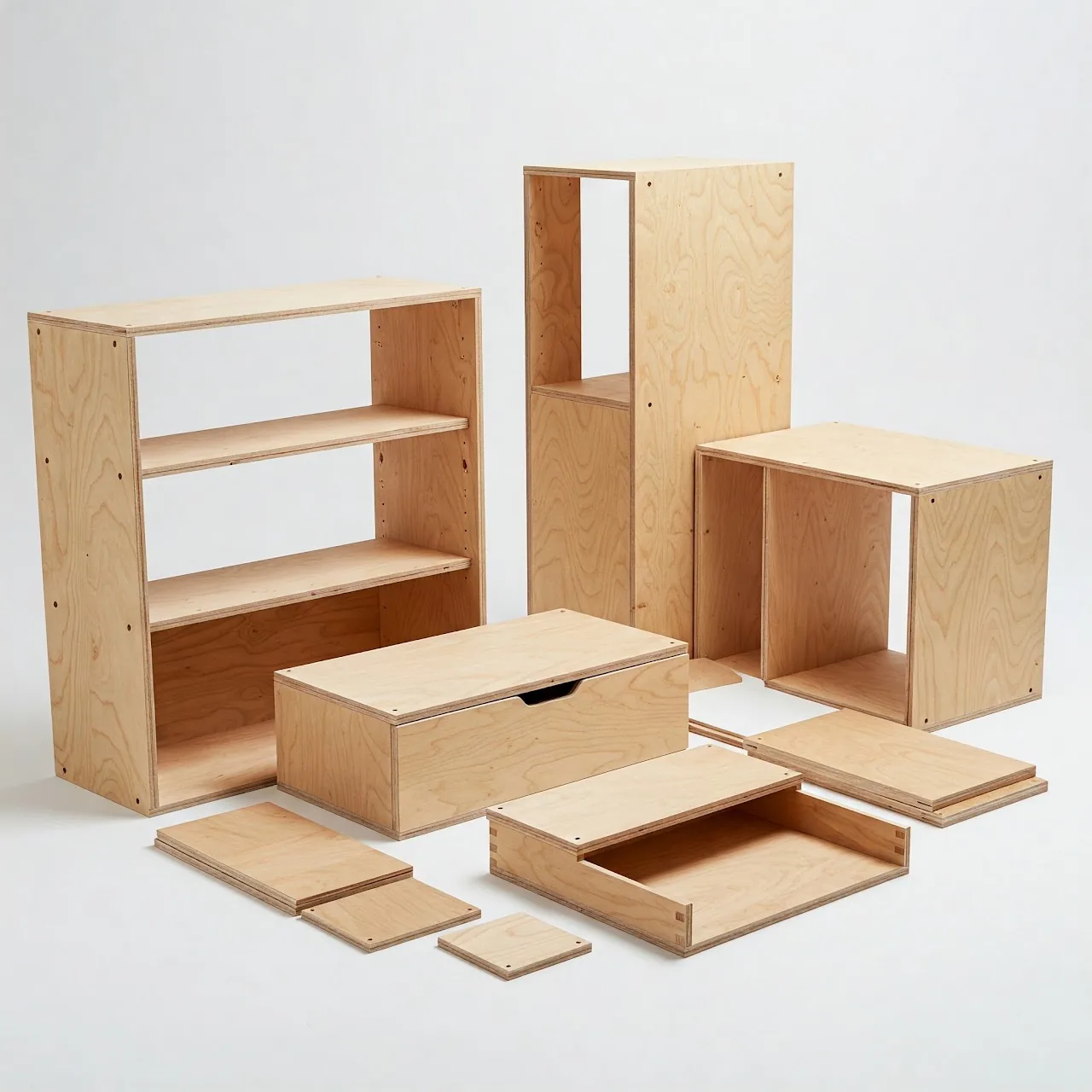 Plywood parts and furniture